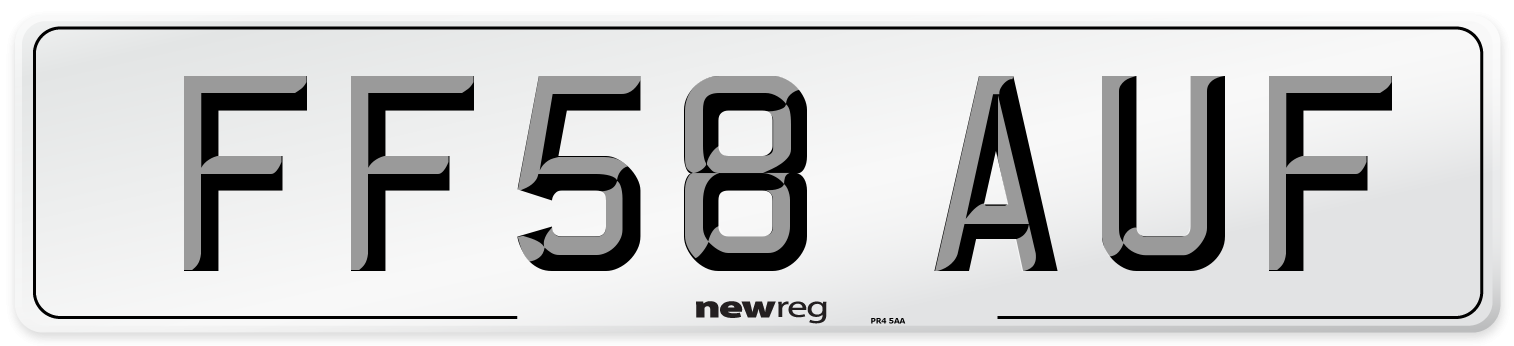FF58 AUF Number Plate from New Reg